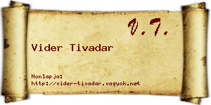 Vider Tivadar névjegykártya
